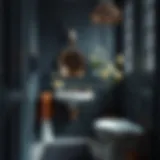 Small dark bathroom with elegant color palette