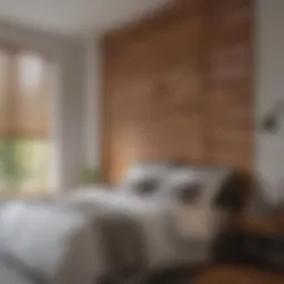 Stylish wooden blinds enhancing bedroom aesthetics