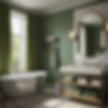 Modern Bathroom with Kelly Green Accents Modern bathroom featuring kelly green towels complementing neutral decor