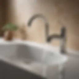 Sleek modern Kohler faucet design showcasing a high arc spout.