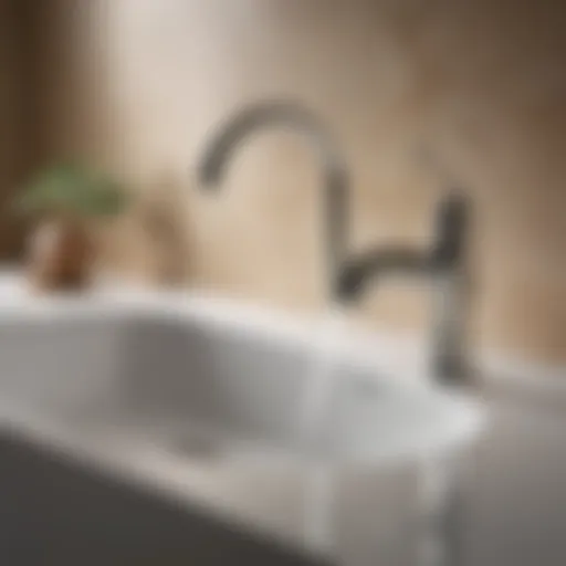 Sleek modern Kohler faucet design showcasing a high arc spout.