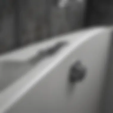 Detailed Hardware of Kohler Curved Bathtub Door Close-up of Kohler bathtub door hardware and finish details