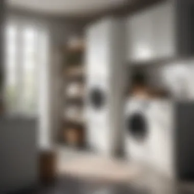 Integrated Laundry Space with Multifunctional Hamper Modern laundry space featuring a multifunctional hamper