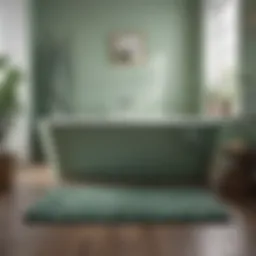 Elegant sage green bath mat complementing a serene bathroom