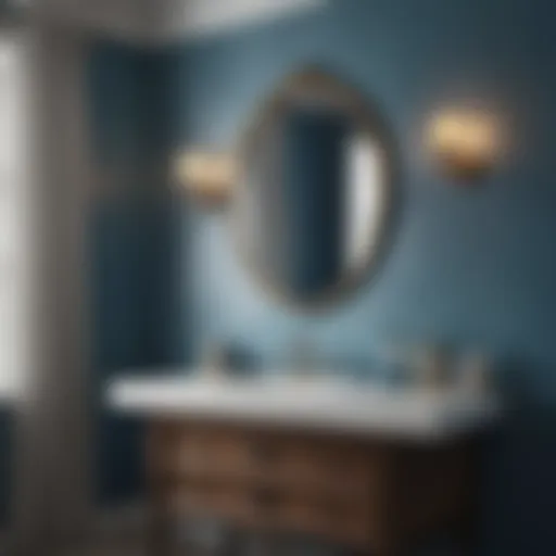 Calming blue shades for a master bathroom