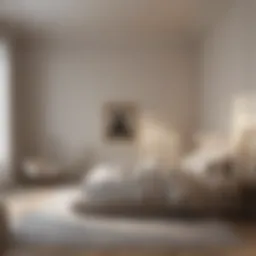 Elegant bedroom with minimalist decor featuring soft tones and a cozy atmosphere