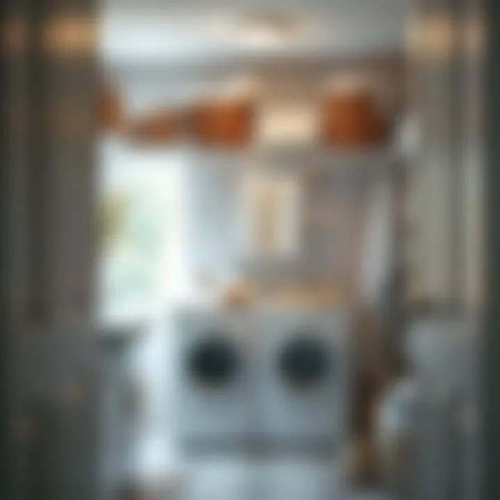 Optimized Laundry Space with Drying Solutions Organized laundry room with a drying rack and baskets