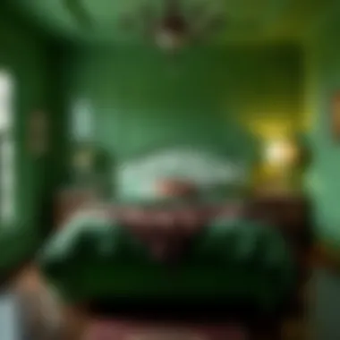 Refreshing Vibrant Green Space Vibrant green bedroom promoting a refreshing vibe