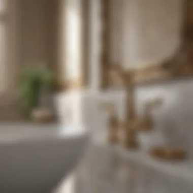 Brass Accents in a Luxurious Bathroom Brass faucet in a beautifully designed bathroom setting