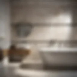 Contemporary neutral tile arrangement in a bathroom setting