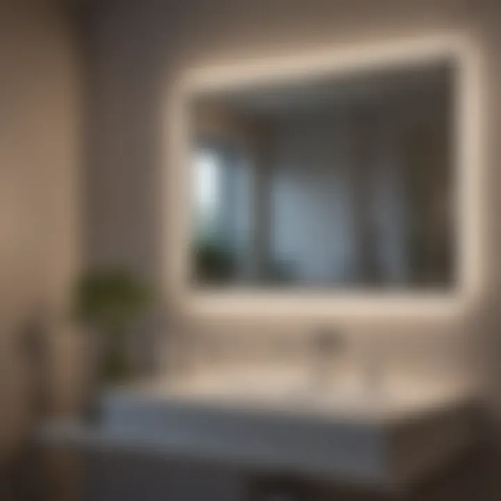 Modern bathroom featuring a backlit mirror