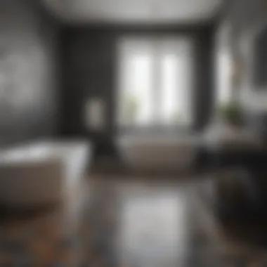 Contemporary Linoleum Flooring Design Modern linoleum flooring in a stylish bathroom