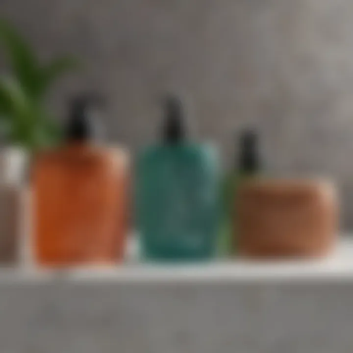 A variety of eco-friendly plastic bath containers showcasing different textures