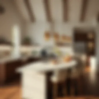 Contemporary Kitchen Island Stylish kitchen island with contemporary bar stools and stylish lighting