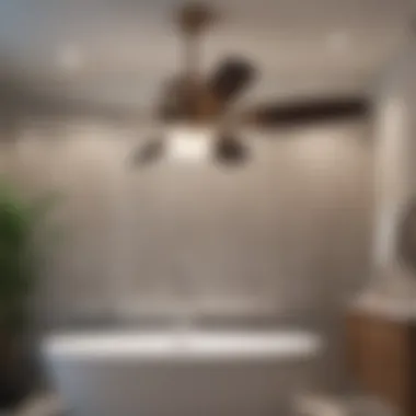Sleek Design of a Quiet Ceiling Fan Elegant quiet ceiling fan in a modern bathroom setting