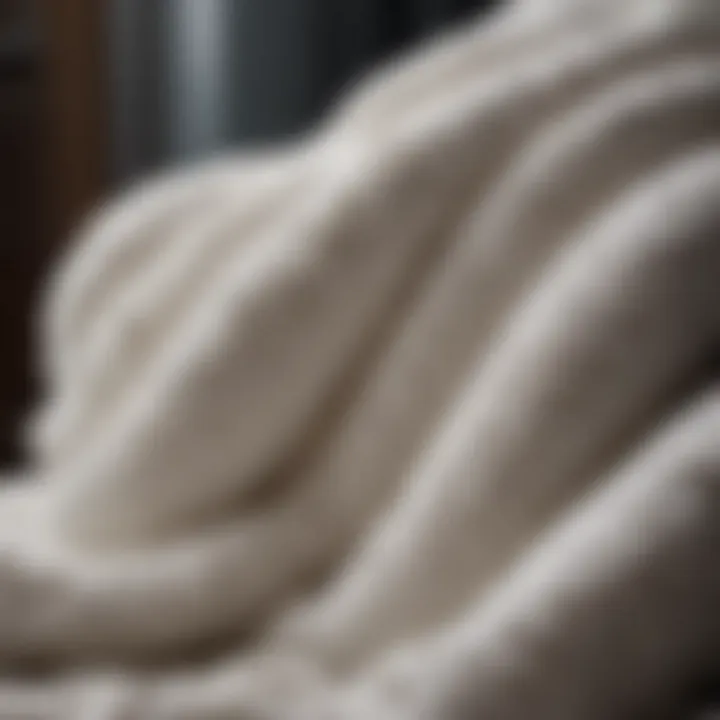 A close-up view of a towel being fluffed, showcasing its texture