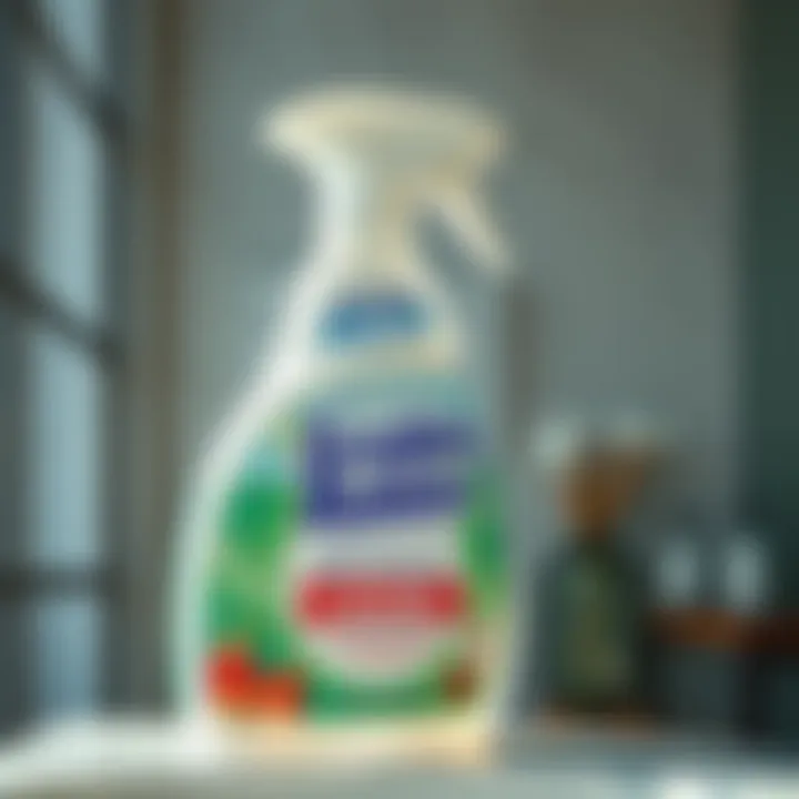 Detailed View of Scrubbing Bubbles Bathroom Cleaner Close-up of Scrubbing Bubbles Bathroom Cleaner spray bottle