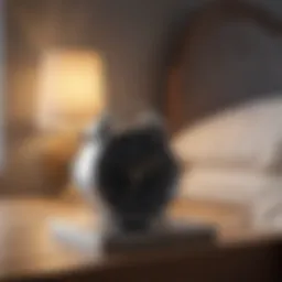 Elegant minimalist alarm clock on a bedside table