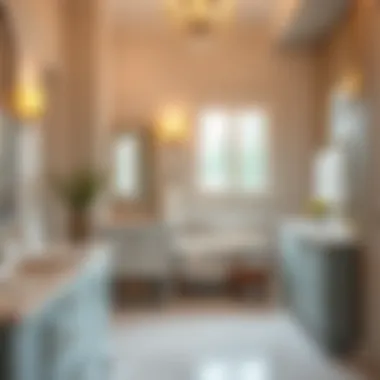 Modern Elegance in Master Bath A modern master bath featuring elegant fixtures and calming color palette
