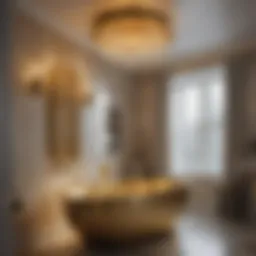 Luxurious gold bath light fixture illuminating a stylish bathroom
