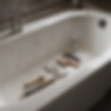 Close-up of tools and materials used in bathtub reglazing