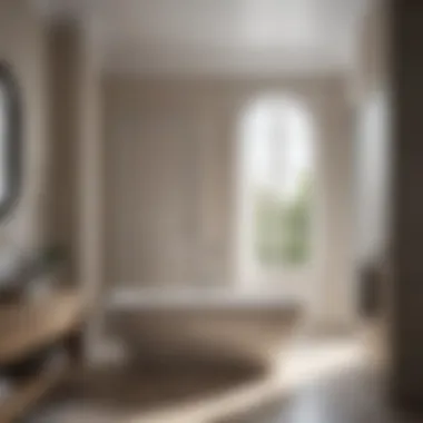 Interior view of a stylish bathroom featuring a door bathtub