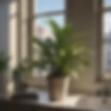 ZZ Plant: Resilient Beauty for Dark Spaces A bathroom with a cheerful ZZ plant by the window