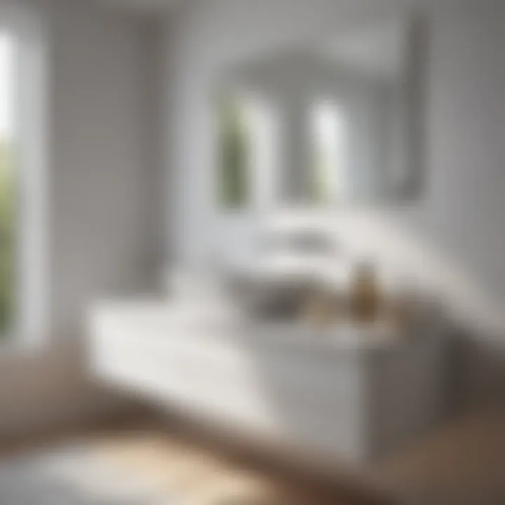 Minimalist white bathroom vanity in a contemporary setting