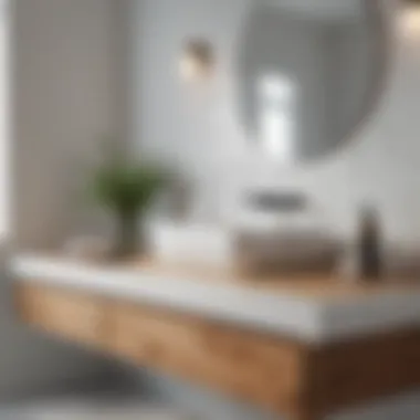 Natural Wood Integration White bathroom vanity featuring natural wood elements