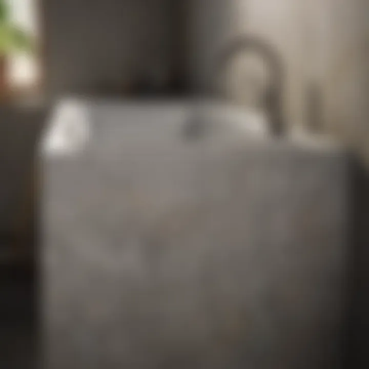 Close-up of a concrete laundry tub highlighting its texture