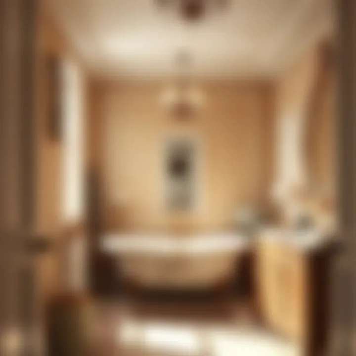 Elegant bathroom adorned with warm beige tones