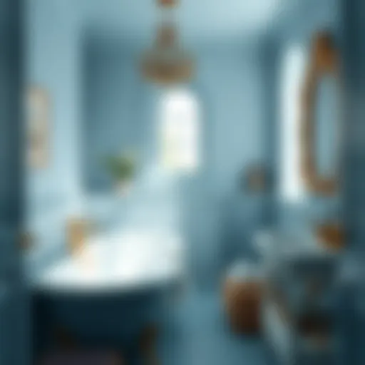A serene blue bathroom that exudes calmness Tranquil bathroom painted in soft blue