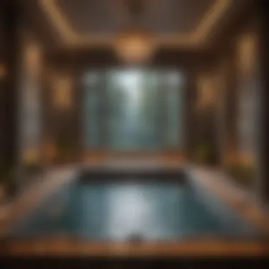 Luxurious Hot Tub Setting A deep, inviting hot tub with soft lighting creating an ambiance of luxury and comfort.