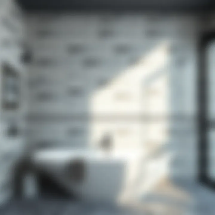 The final look of a professionally tiled bathroom Completed tiled wall enhancing bathroom aesthetics