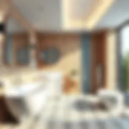 Luxurious bathroom with elegant tile pattern