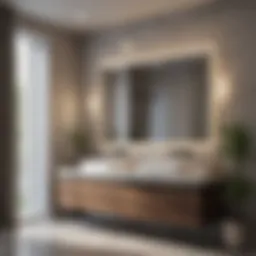 Modern bathroom design featuring a sleek vanity and elegant fixtures.