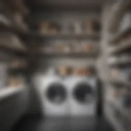 Stylishly organized laundry closet with shelving