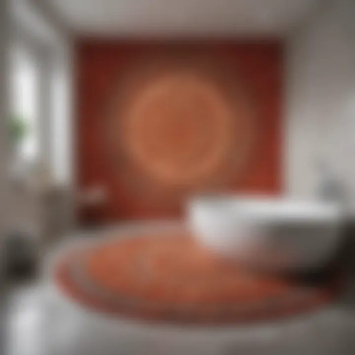 Trendy design patterns on large round bath mats