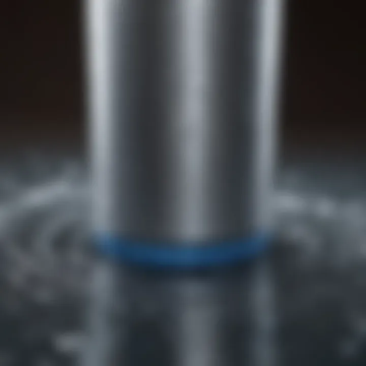 Close-up of water filter cartridge and its features