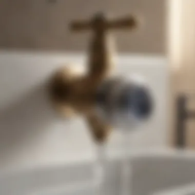 Close-up view of a bathroom faucet shut off valve