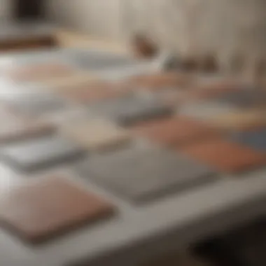 Different types of tile backer boards displayed on a workbench