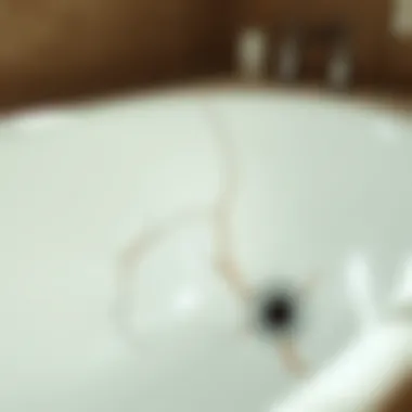 Cracked bathtub surface revealing peeling coating