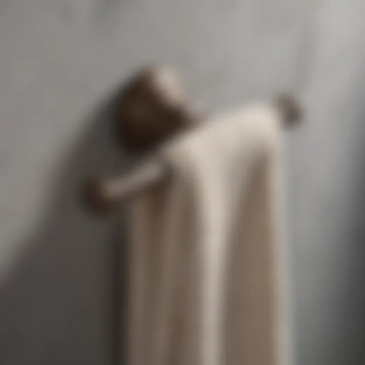 Close-up of Venetian bronze towel bar highlighting texture