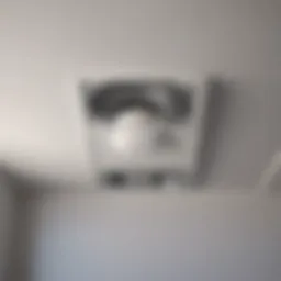 Diagram illustrating the ventilation system of a bathroom fan through a soffit