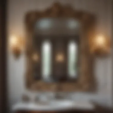 Vintage mirror surrounded by decorative elements