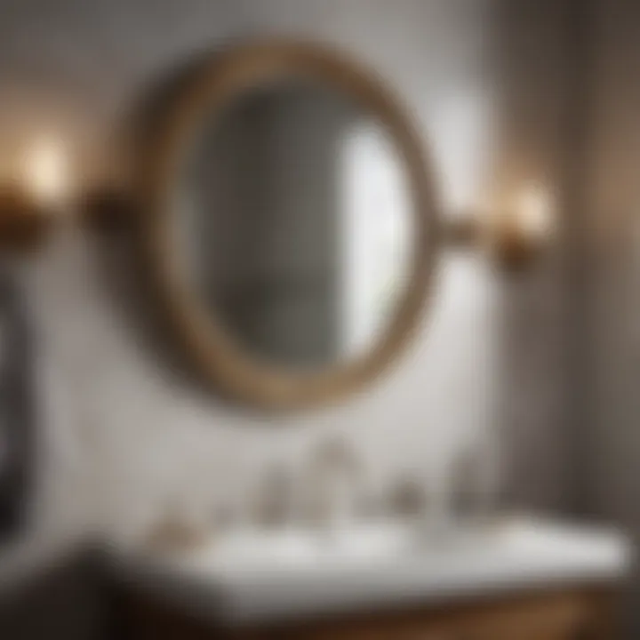 Vintage mirror paired with modern bathroom fixtures