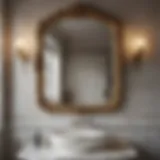 Elegant vintage mirror reflecting a stylish bathroom