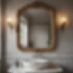 Elegant vintage mirror reflecting a stylish bathroom