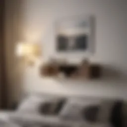 Elegant wall-mounted cabinet in a stylish bedroom setup