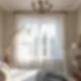 Elegant sheer white curtains draping a cozy bedroom window